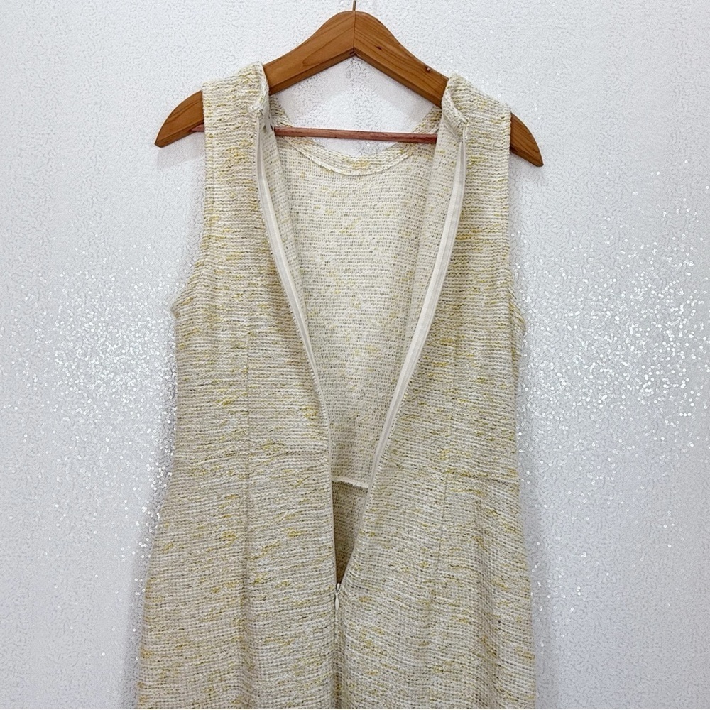 LOFT yellow Tweed Sleeveless Ruffle Hem dress size 10P - Picture 6 of 11